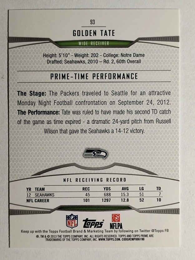 2013 Topps Prime Retail #93 Golden Tate