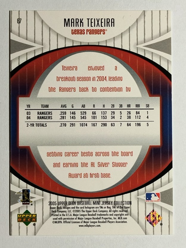 2005 UD Mini Jersey Collection #67 Mark Teixeira