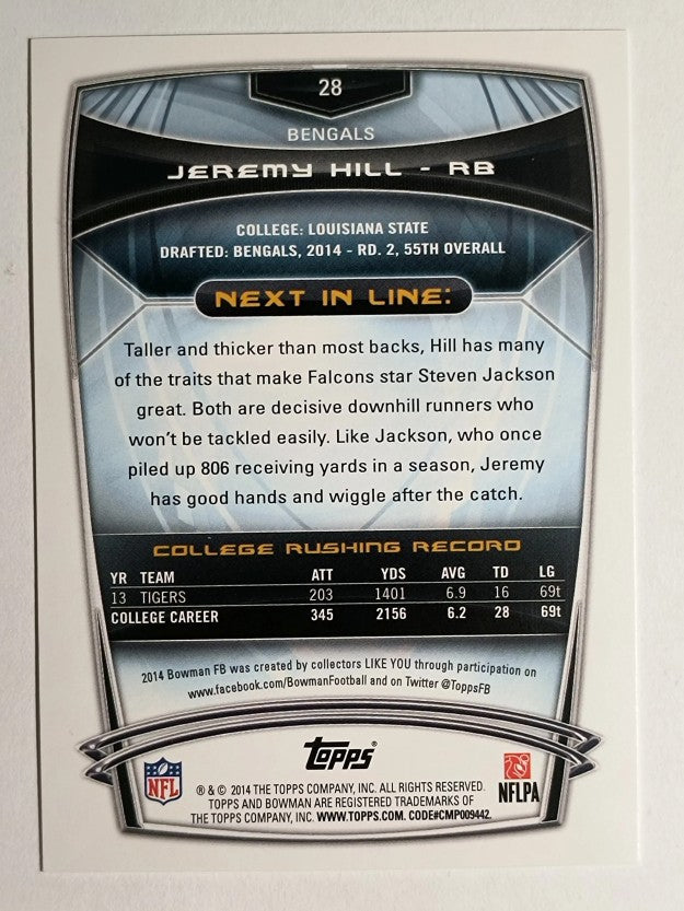 2014 Bowman #R28 Jeremy Hill RC