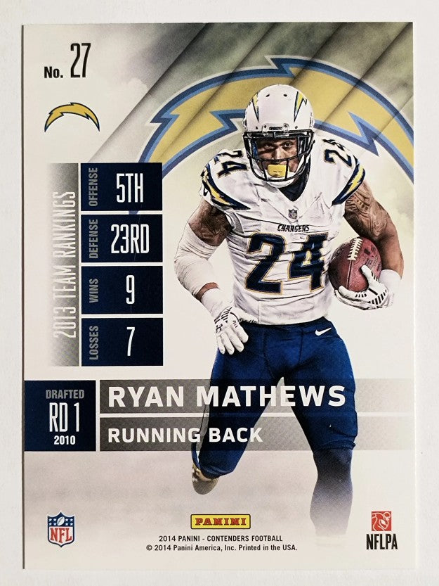 2014 Panini Contenders #27 Ryan Mathews