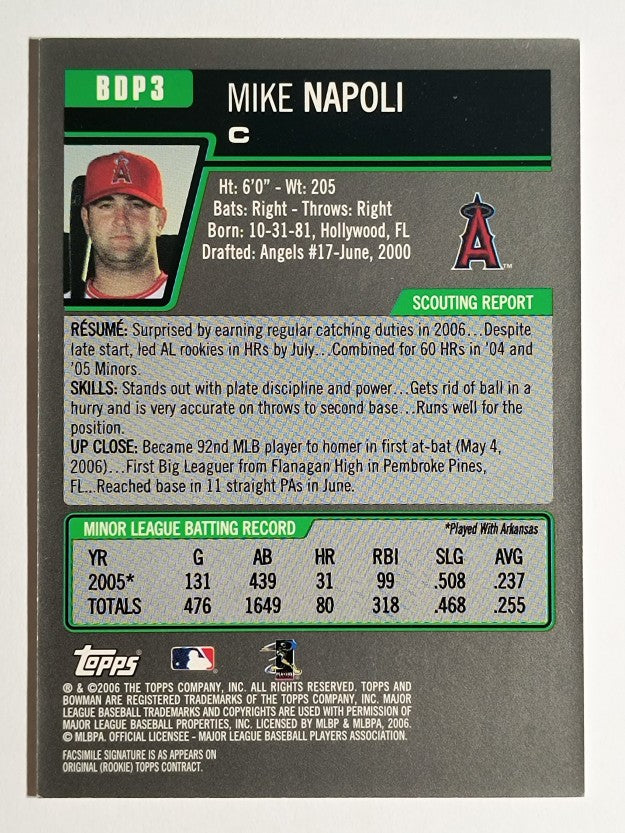 2006 Bowman Draft Gold #3 Mike Napoli