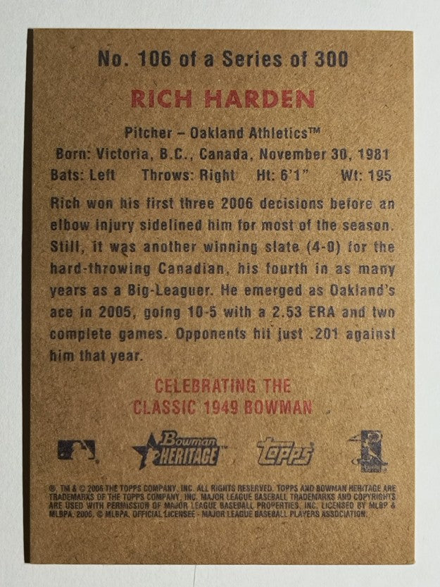 2006 Bowman Heritage Chrome #106 Rich Harden