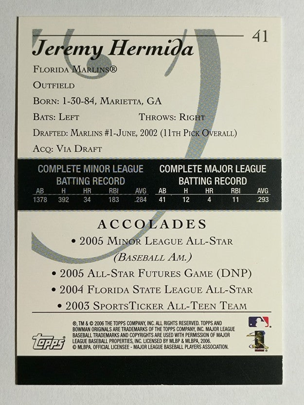 2006 Bowman Originals #41 Jeremy Hermida