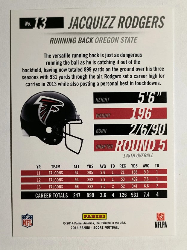 2014 Score Scorecard #13 Jacquizz Rodgers