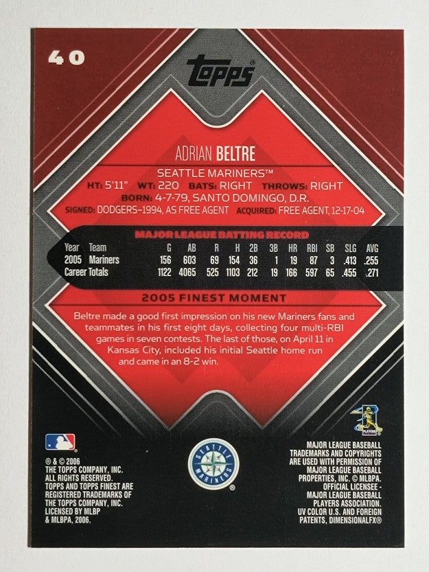2006 Finest #40 Adrian Beltre