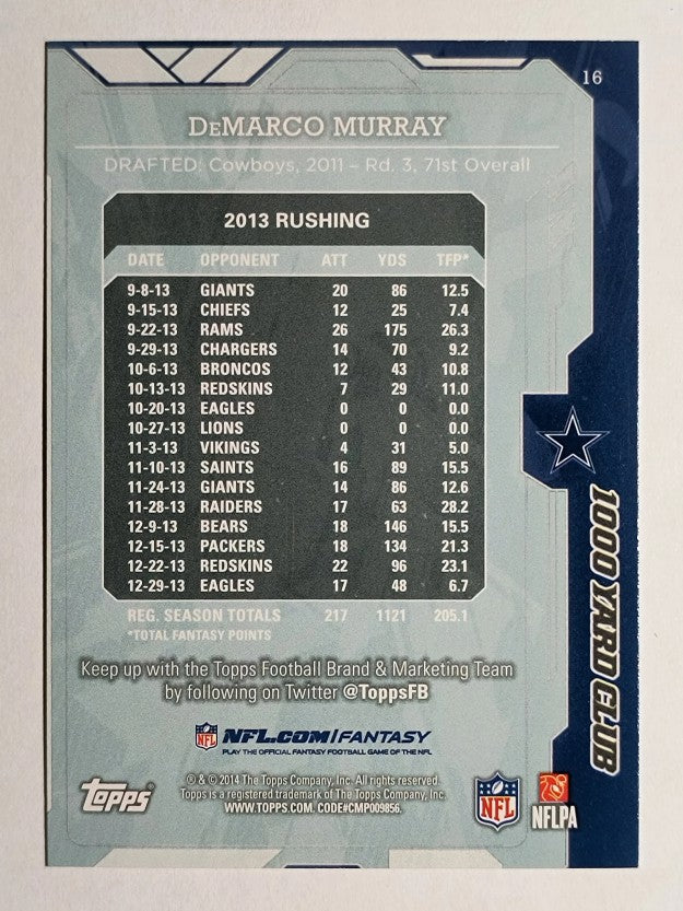 2014 Topps 1000 Yard Club #16 DeMarco Murray