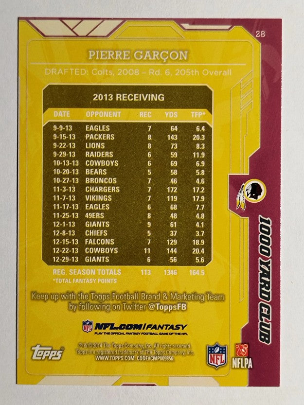2014 Topps 1000 Yard Club #28 Pierre Garcon