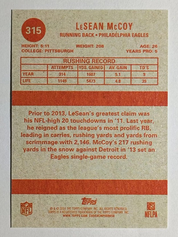 2014 Topps 1963 Mini #315 LeSean McCoy