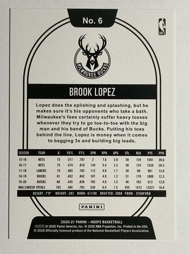 2020-21 Hoops #6 Brook Lopez