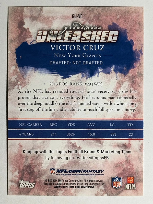 2014 Topps Greatness Unleashed #GUVC Victor Cruz