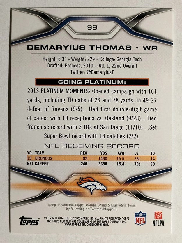 2014 Topps Platinum #99 Demaryius Thomas