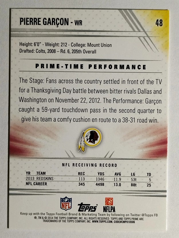 2014 Topps Prime #48A Pierre Garcon/running the ball