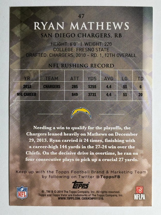 2014 Topps Valor Retail #47 Ryan Mathews