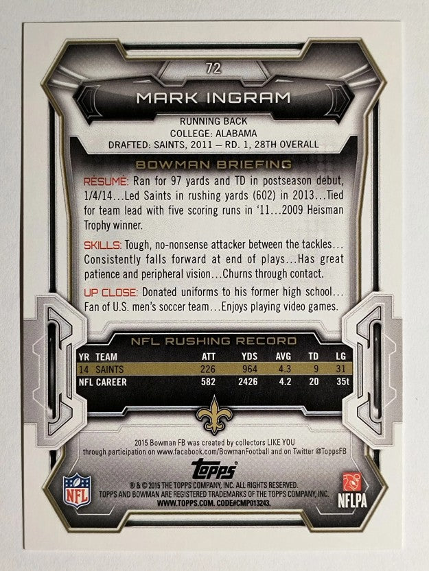 2015 Bowman #V72 Mark Ingram