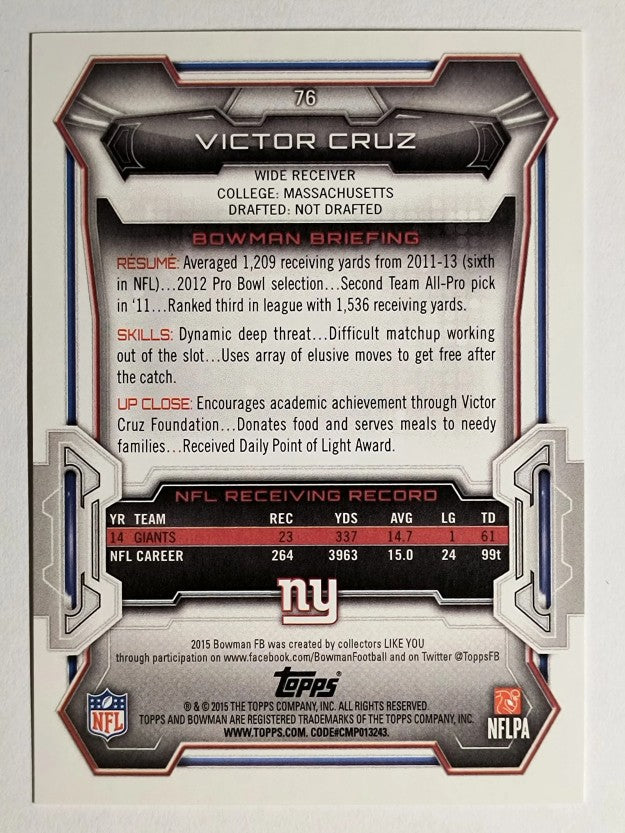 2015 Bowman #V76 Victor Cruz