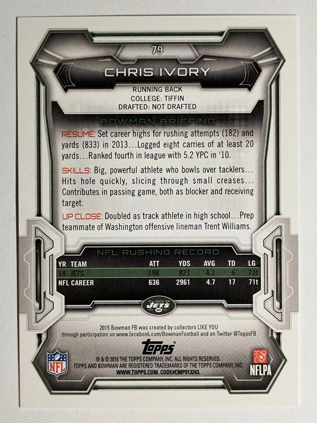 2015 Bowman #V79 Chris Ivory