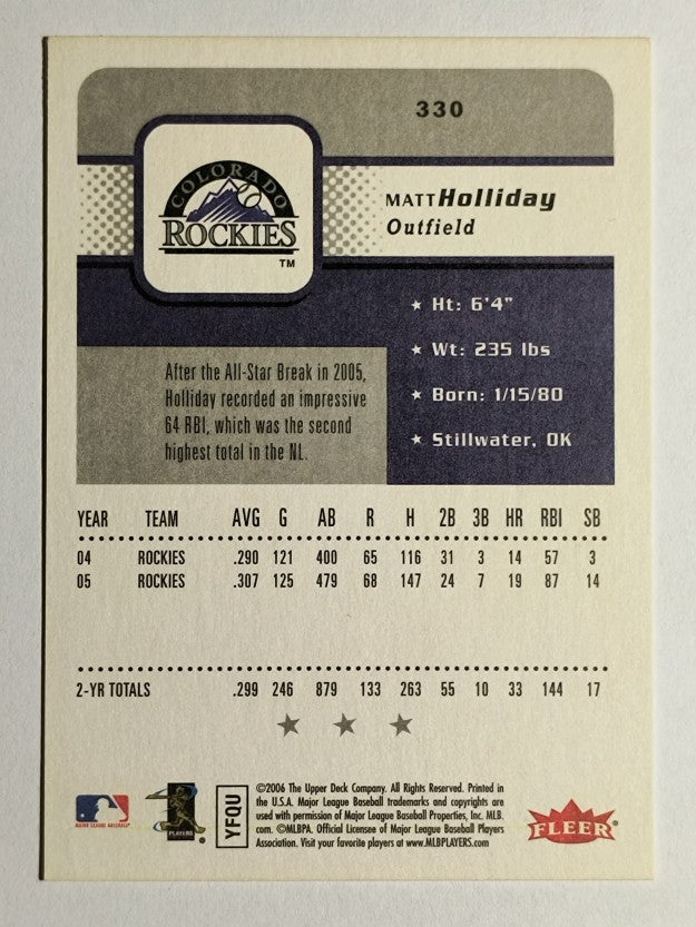 2006 Fleer #330 Matt Holliday