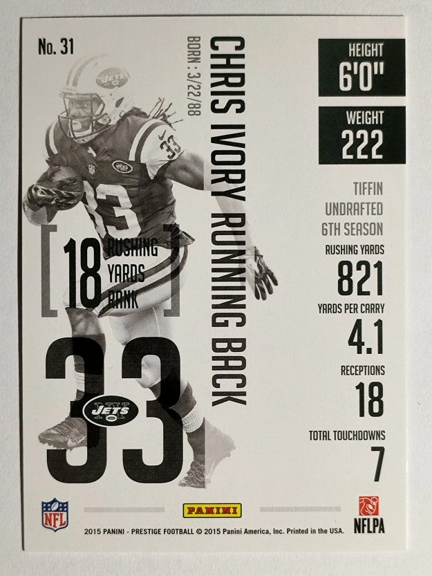 2015 Prestige #31 Chris Ivory