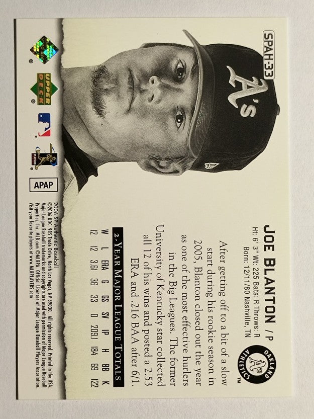 2006 SP Authentic Baseball Heroes #33 Joe Blanton