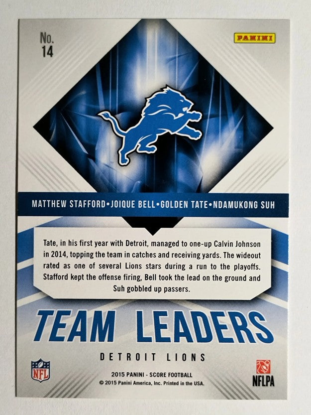2015 Score Team Leaders Gold #14 Golden Tate/Bell/Matthew Stafford/Ndamukong Suh