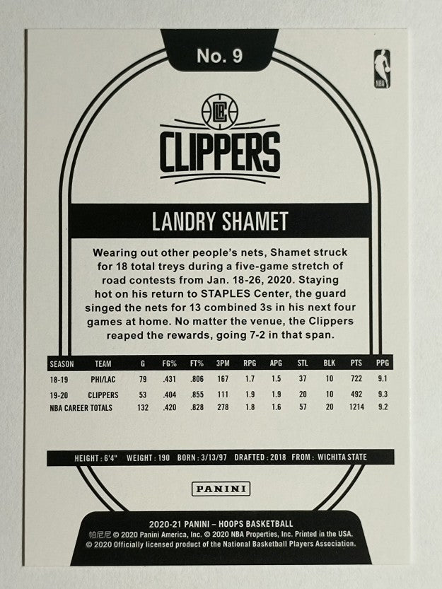 2020-21 Hoops #9 Landry Shamet