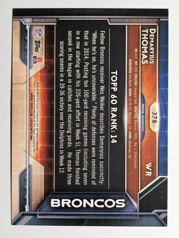 2015 Topps #378 Demaryius Thomas T60