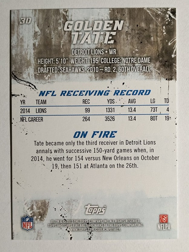 2015 Topps Fire #30A Golden Tate