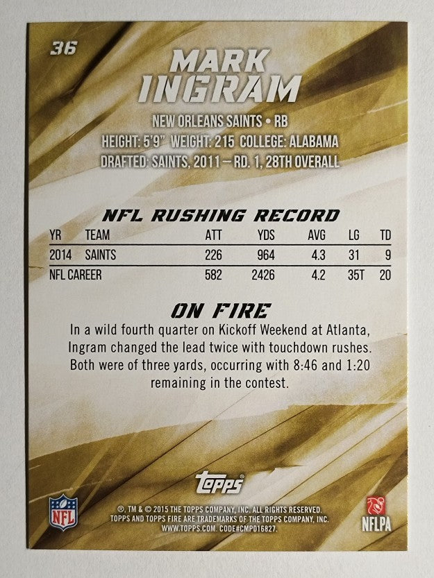 2015 Topps Fire #36A Mark Ingram