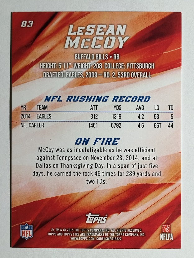 2015 Topps Fire #83 LeSean McCoy