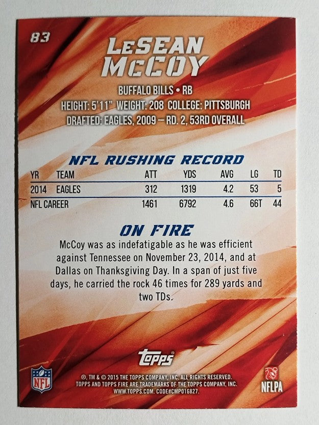 2015 Topps Fire Flame #83 LeSean McCoy
