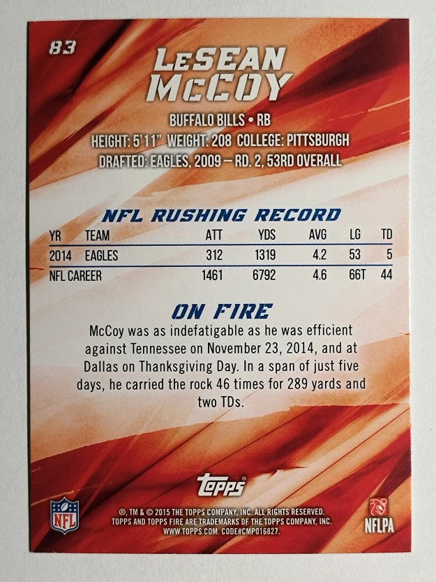 2015 Topps Fire Silver #83 LeSean McCoy