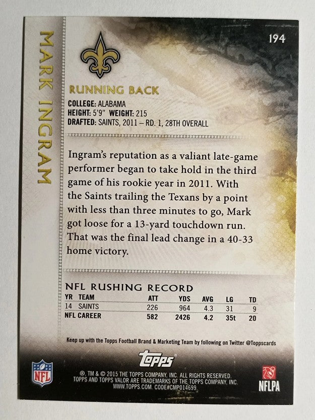 2015 Topps Valor #194 Mark Ingram