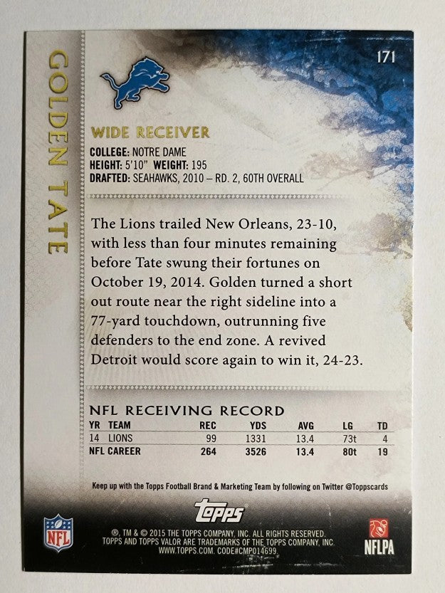 2015 Topps Valor Honor #171 Golden Tate