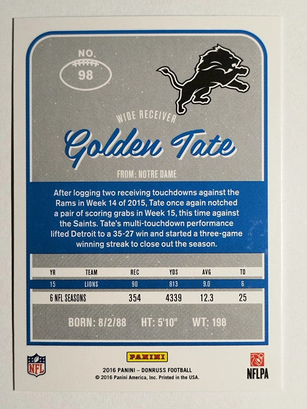 2016 Donruss #98 Golden Tate III