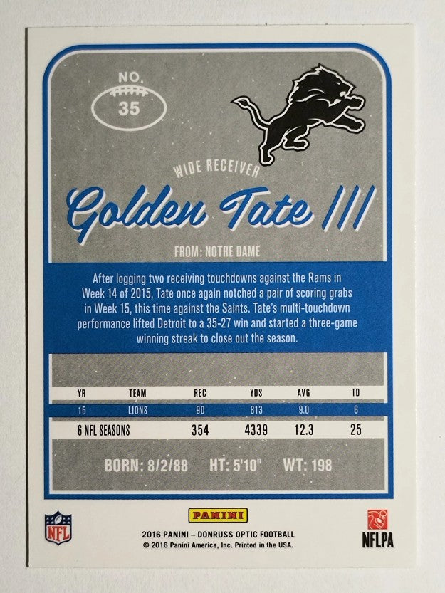 2016 Donruss Optic #35 Golden Tate III
