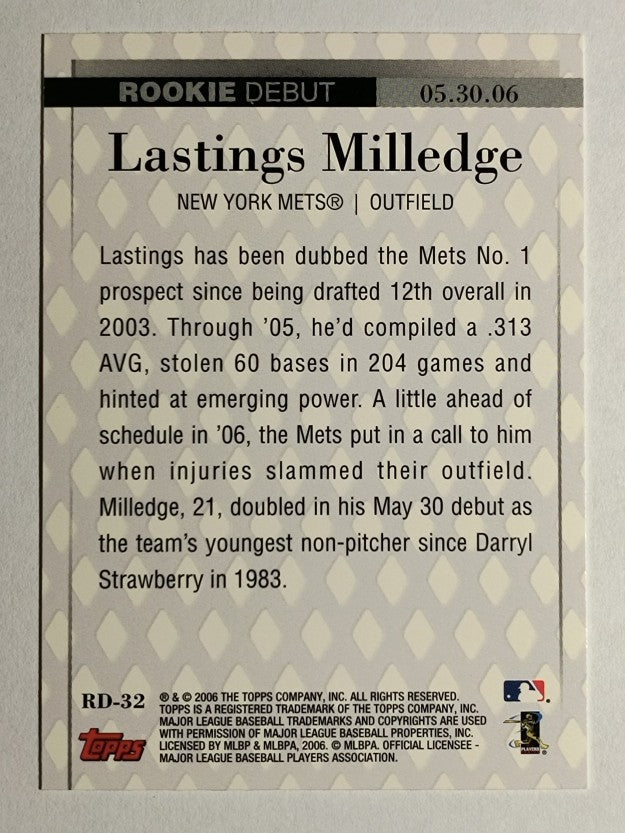 2006 Topps Update Rookie Debut #RD32 Lastings Milledge
