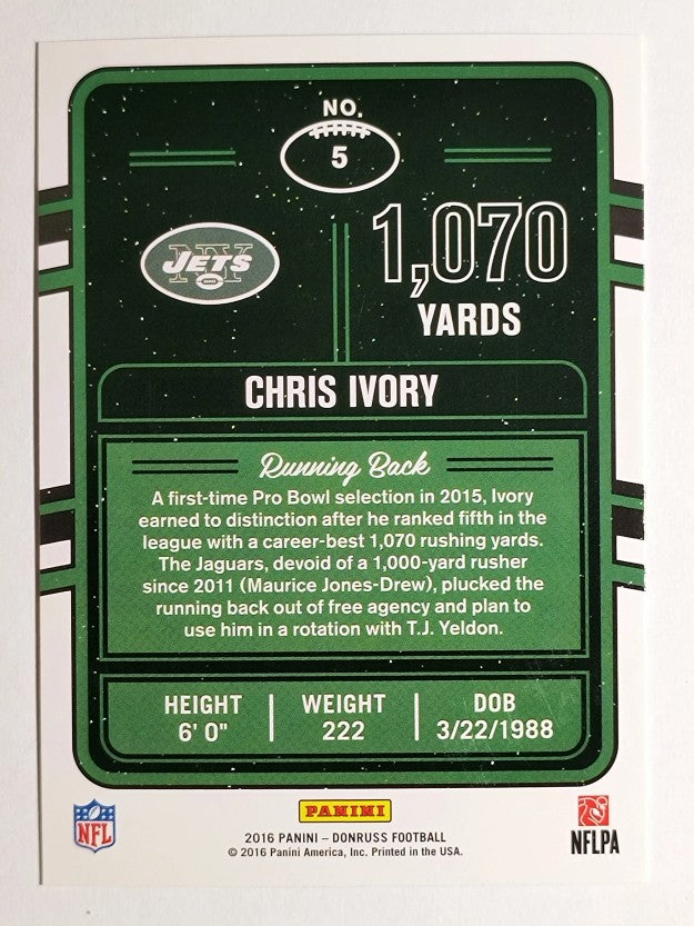 2016 Donruss Production Line Yards #5 Chris Ivory