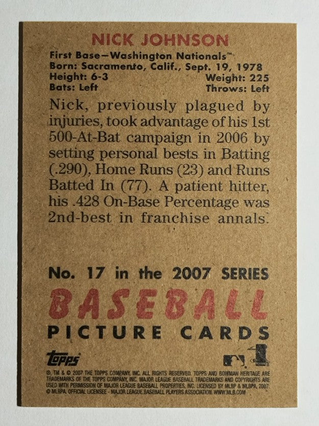 2007 Bowman Heritage Rainbow Foil #17 Nick Johnson