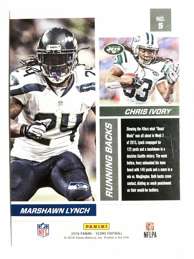 2016 Score Reflections Gold #5 Chris Ivory/Marshawn Lynch