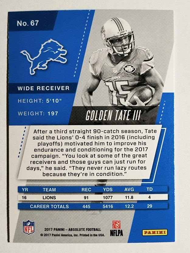 2017 Absolute #67 Golden Tate III