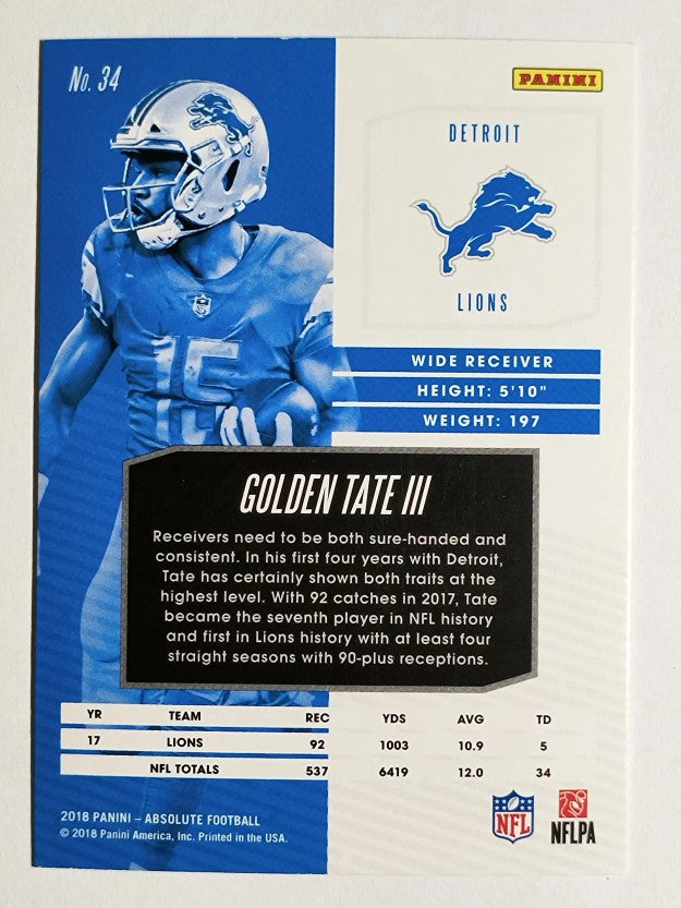 2018 Absolute #34 Golden Tate III