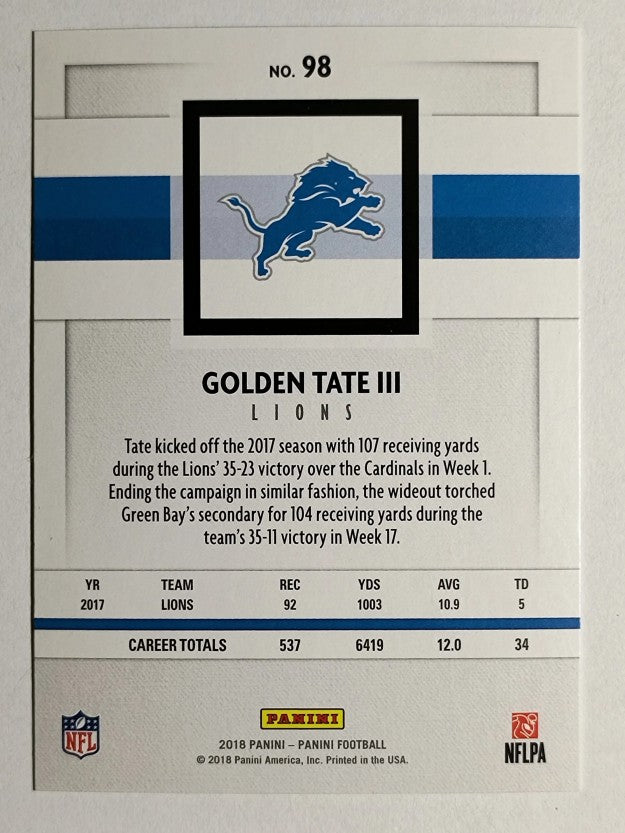 2018 Panini #98 Golden Tate III
