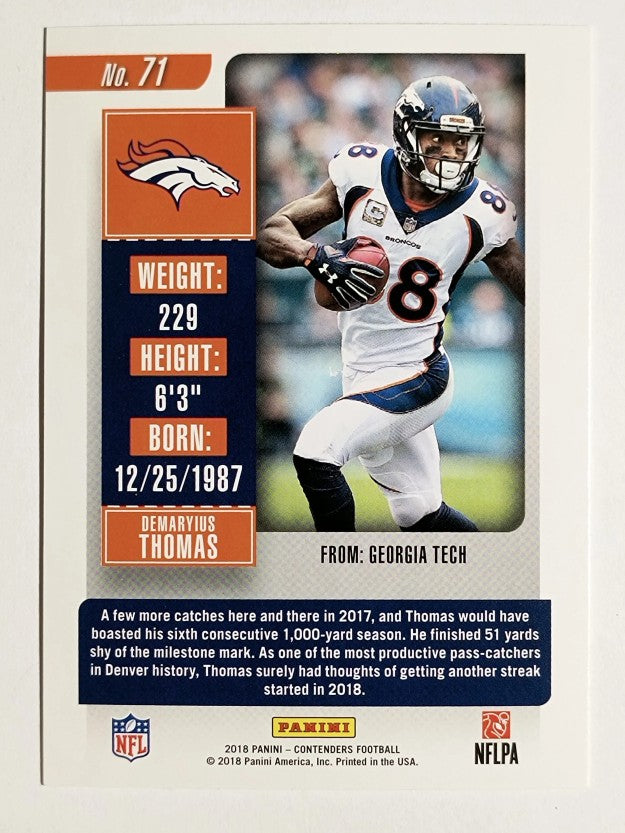 2018 Panini Contenders #71 Demaryius Thomas