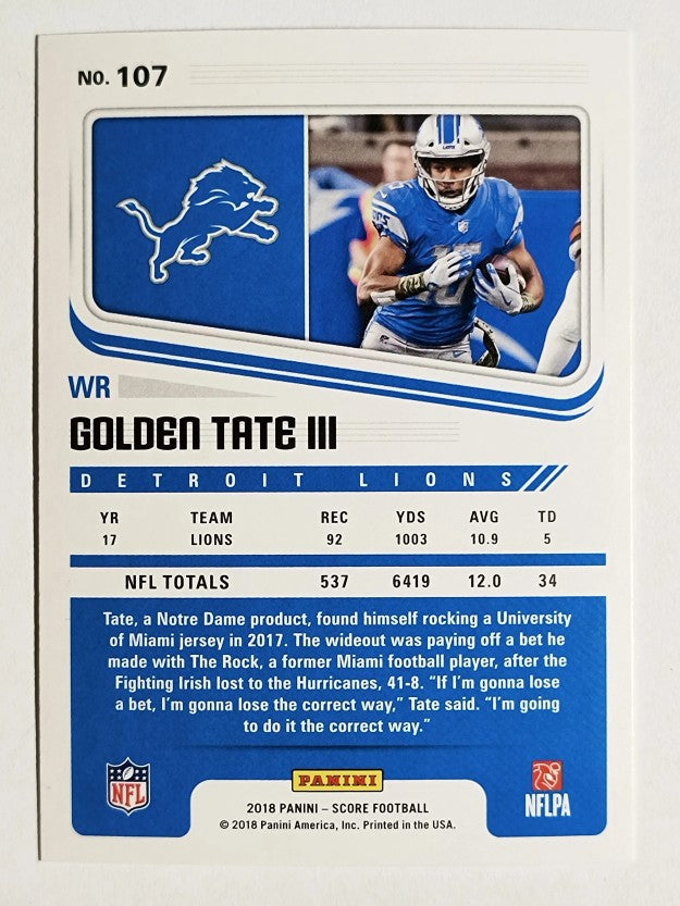 2018 Score Scorecard #107 Golden Tate III