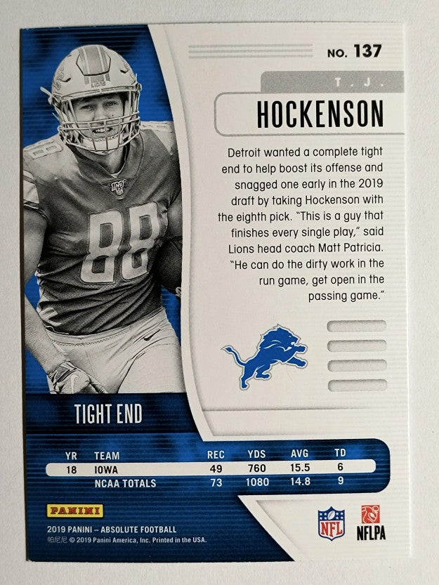 2019 Absolute Green #137 T.J. Hockenson