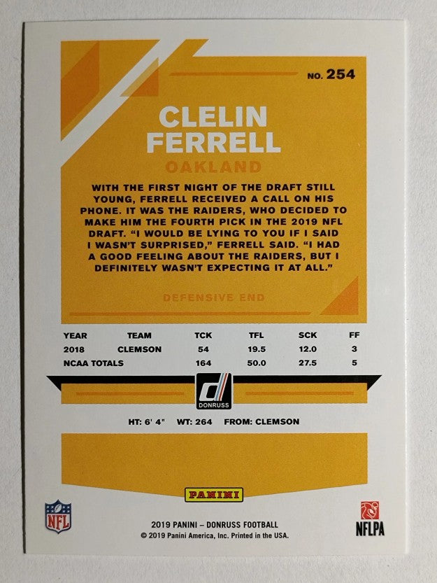 2019 Donruss #254 Clelin Ferrell RC