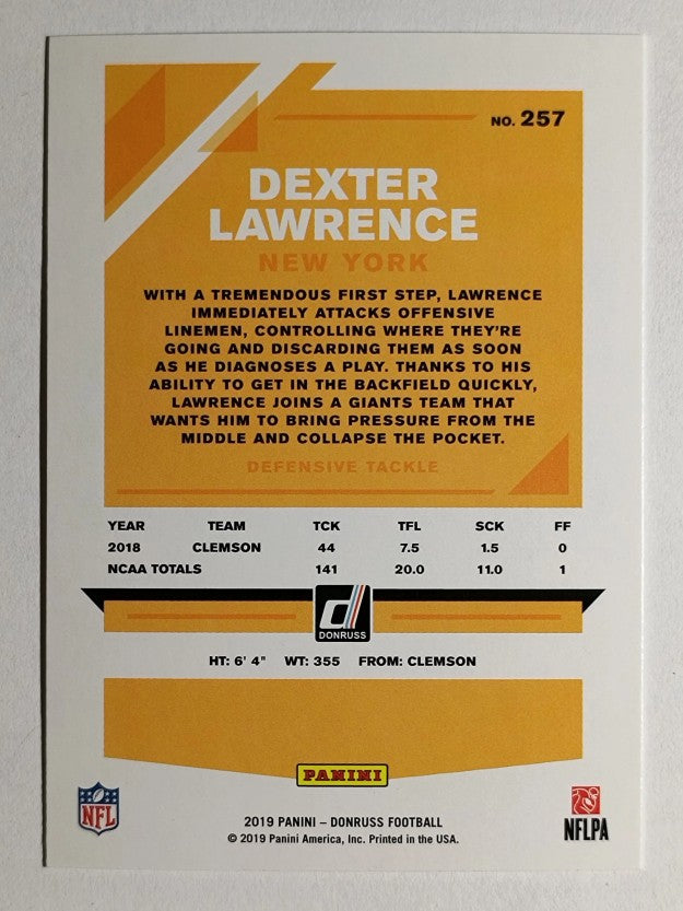 2019 Donruss #257 Dexter Lawrence RC