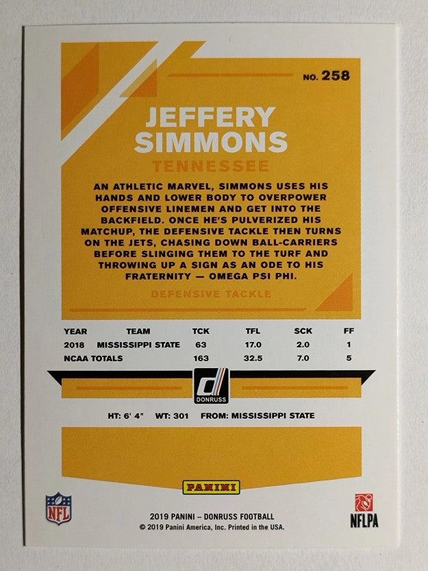2019 Donruss #258 Jeffery Simmons RC