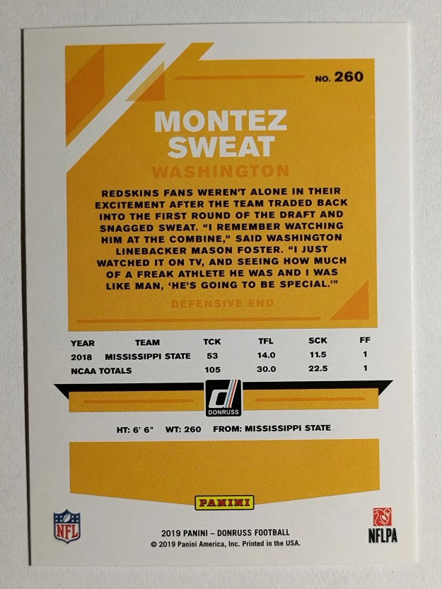 2019 Donruss #260 Montez Sweat RC