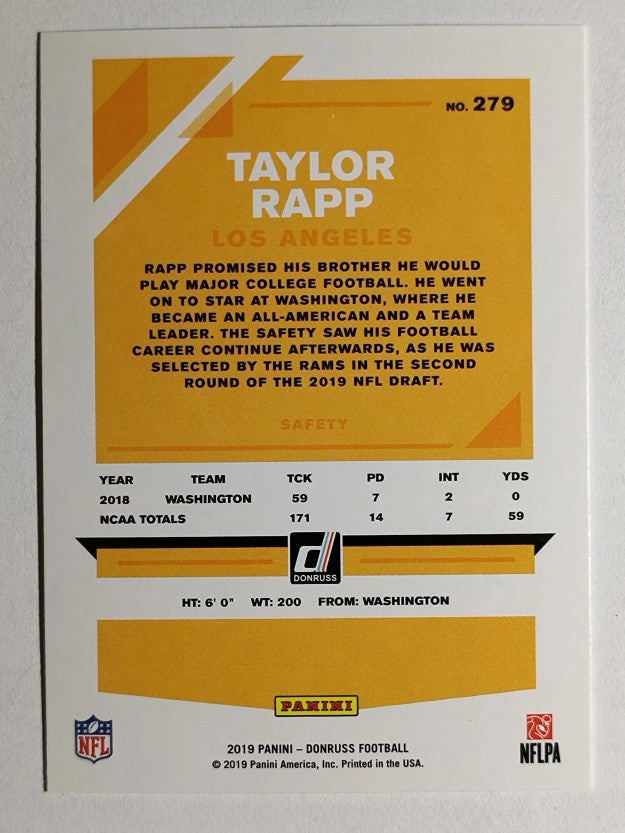2019 Donruss #279 Taylor Rapp RC